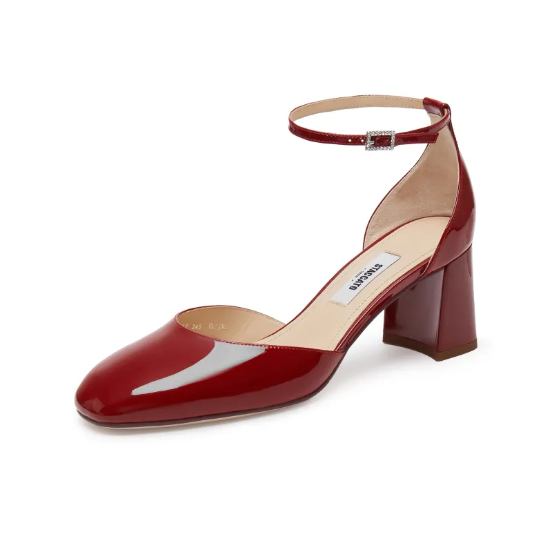 Staccato Chunky Heel Pointed Toe Shiny High Heels 6cm Women's-1