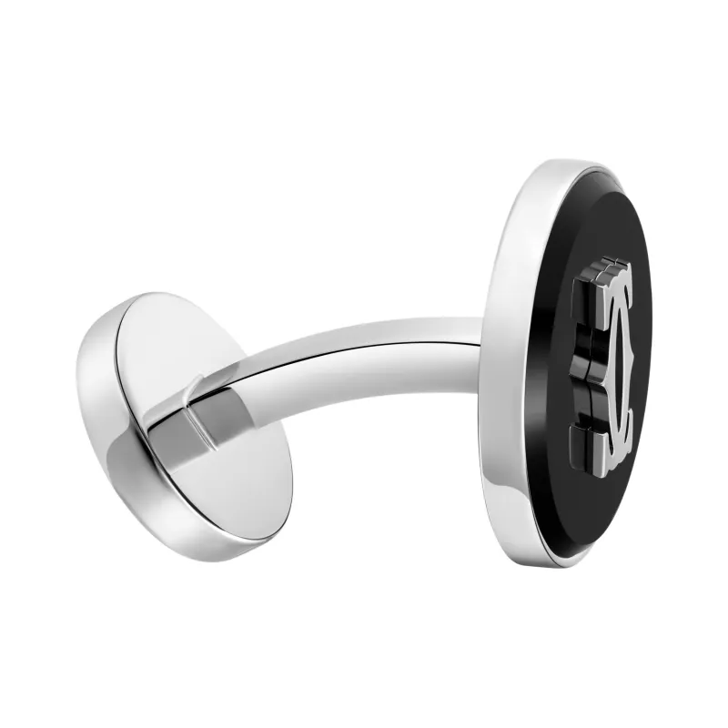 CARTIER Onyx 925 Silver Palladium Plated Cufflinks Unisex Silver-2