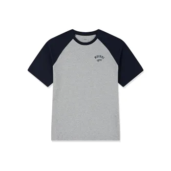 QIAODAN Raglan Sleeve T Shirt Unisex Gray Heather Gray/Nova Blue