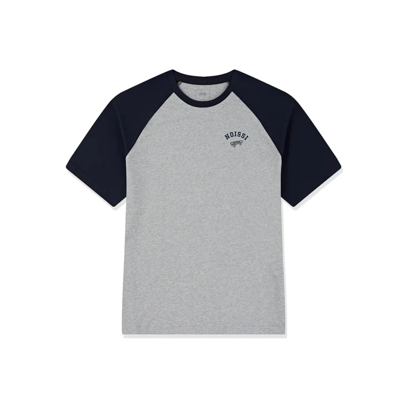 QIAODAN Raglan Sleeve T Shirt Unisex Gray Heather Gray/Nova Blue-0