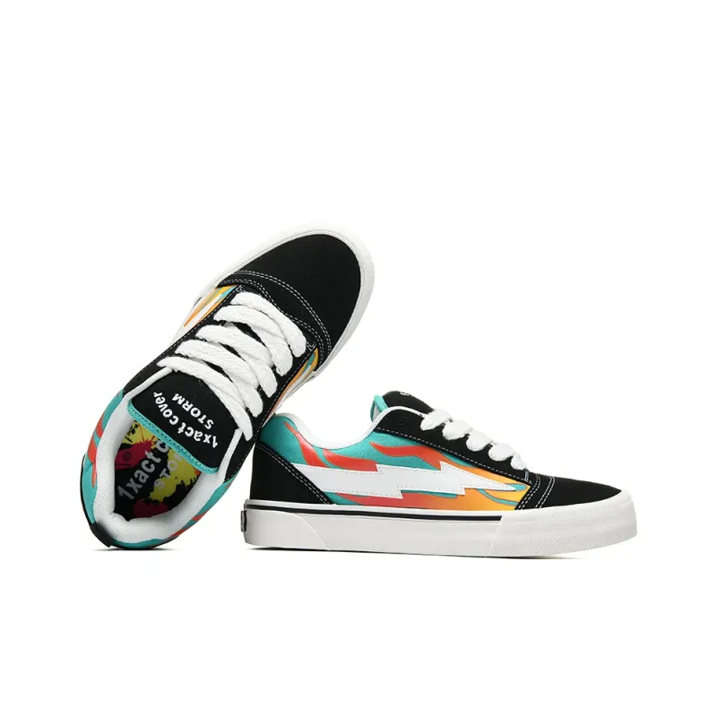 SITULANG Lightning Storm Low Top Canvas Shoes Unisex Flame Black/Blue-5