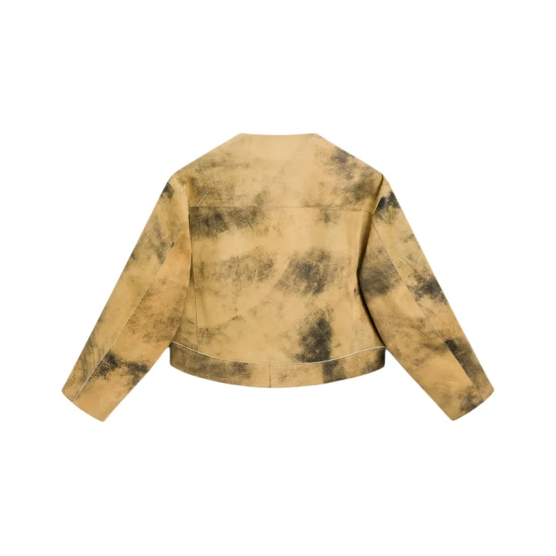 Massimo Dutti Leather Jacket Women's Ecru-1