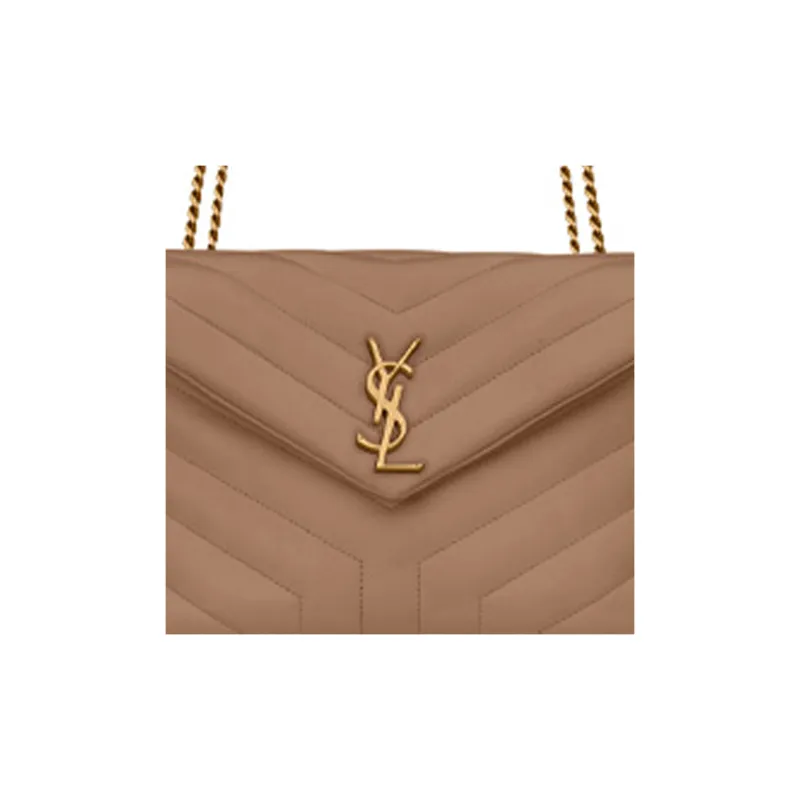 SAINT LAURENT LOULOU Quilting Leather Chain Crossbody Bag Shoulder Bag Small Size Women's Beige-4