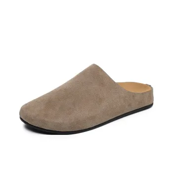 MODENGPAN Leather Patchwork Abrasion Resistant Wrap toe Slippers Unisex