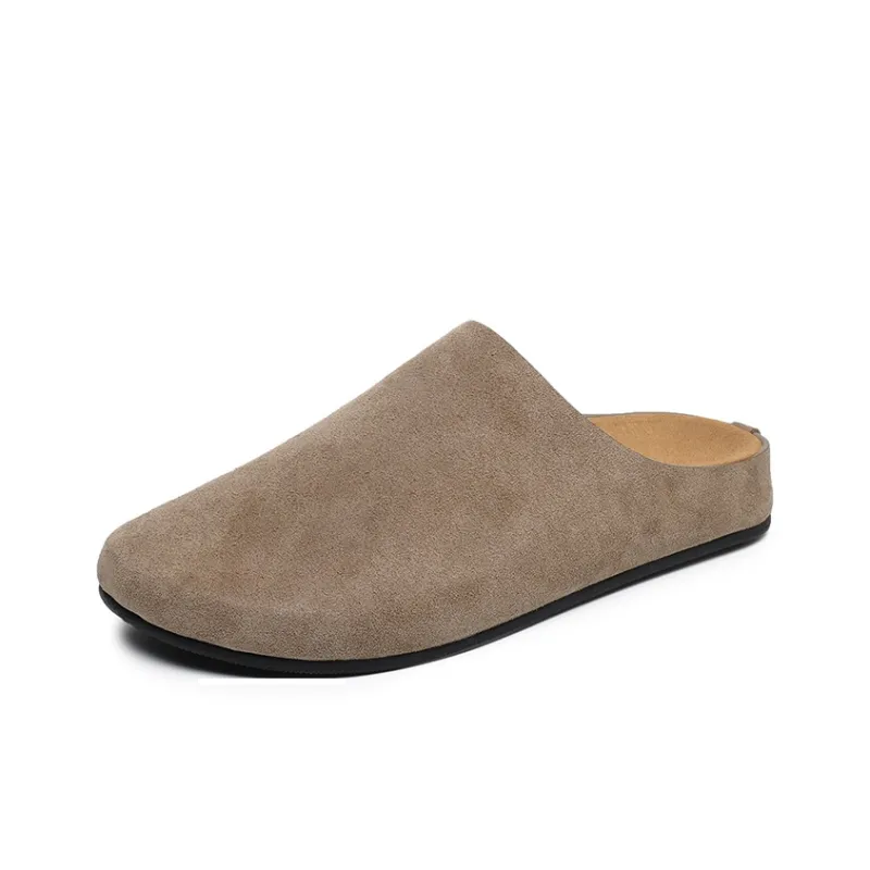 MODENGPAN Leather Patchwork Abrasion Resistant Wrap toe Slippers Unisex-0