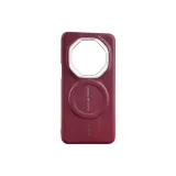 Strong Magnetic[Original Machine Leather-Textured-Lucky Red]Transparent Lens Ring_ Independent Button
