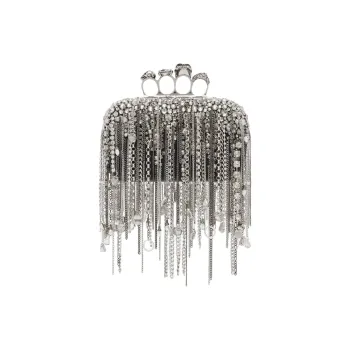 Alexander McQueen Nappa Leather Clutch Women's Black & Silver