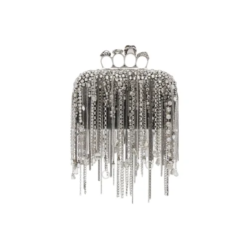 Alexander McQueen Nappa Leather Clutch Women's Black & Silver