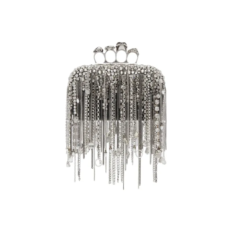 Alexander McQueen Nappa Leather Clutch Women's Black & Silver-0