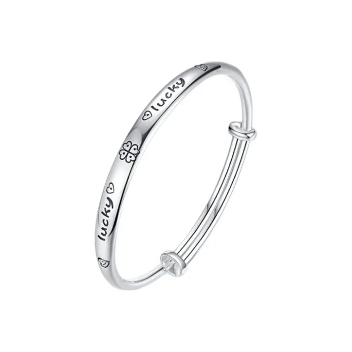 YINI Minimalist Style Solid Sterling Silver Bangle Fashion 999 Silver Bangles Women's-0