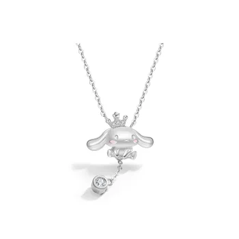 Sanrio Yugui Dog S925 Sterling Silver Collarbone Chain Crown Necklace, Box Women's