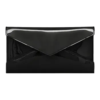 SAINT LAURENT Smooth Finish Leather Cow Leather Envelope Bag, Clutch Women's Black