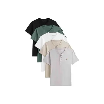 Abercrombie＆Fitch T Shirt Men's 5 Pack 5 Pack Black+White+Gray+Beige+Green