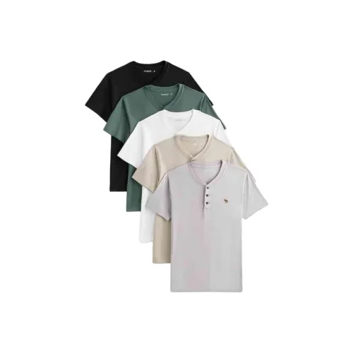 Abercrombie＆Fitch T Shirt Men's 5 Pack 5 Pack Black+White+Gray+Beige+Green
