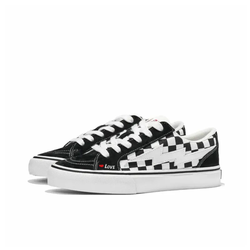MXGM Anti Slip And Wear Resistant Lightweight Low Top Skateboard Shoes Unisex Black White Plaid-0