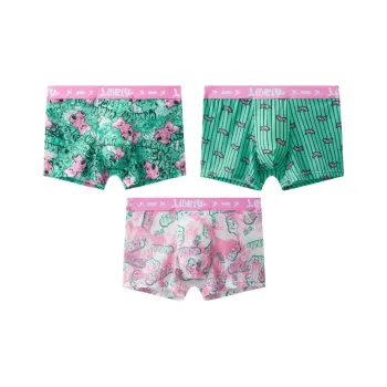 Qiao Ni Tong Underpants Men's 3 Pack Joyful Pink