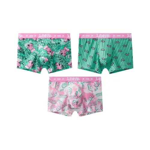 Qiao Ni Tong Underpants Men's 3 Pack Joyful Pink