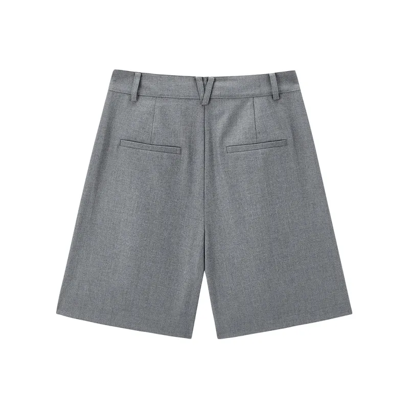 LEDIN Casual Shorts Women's Tin Gray In Stock-1