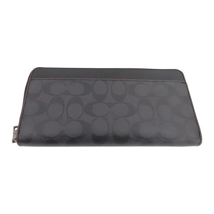 COACH Travel Wallet Canvas With Leather Wallet Men's Gray Black-4