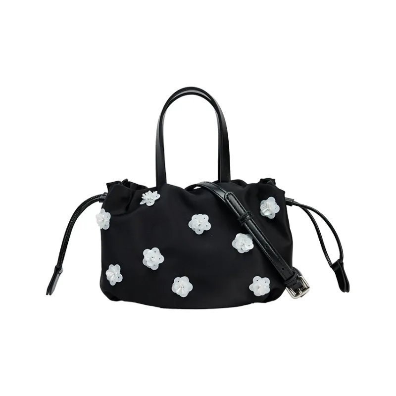 URBAN REVIVO Fabric Crossbody Bag, Handbag Trumpets Women's Black/Raw White-0