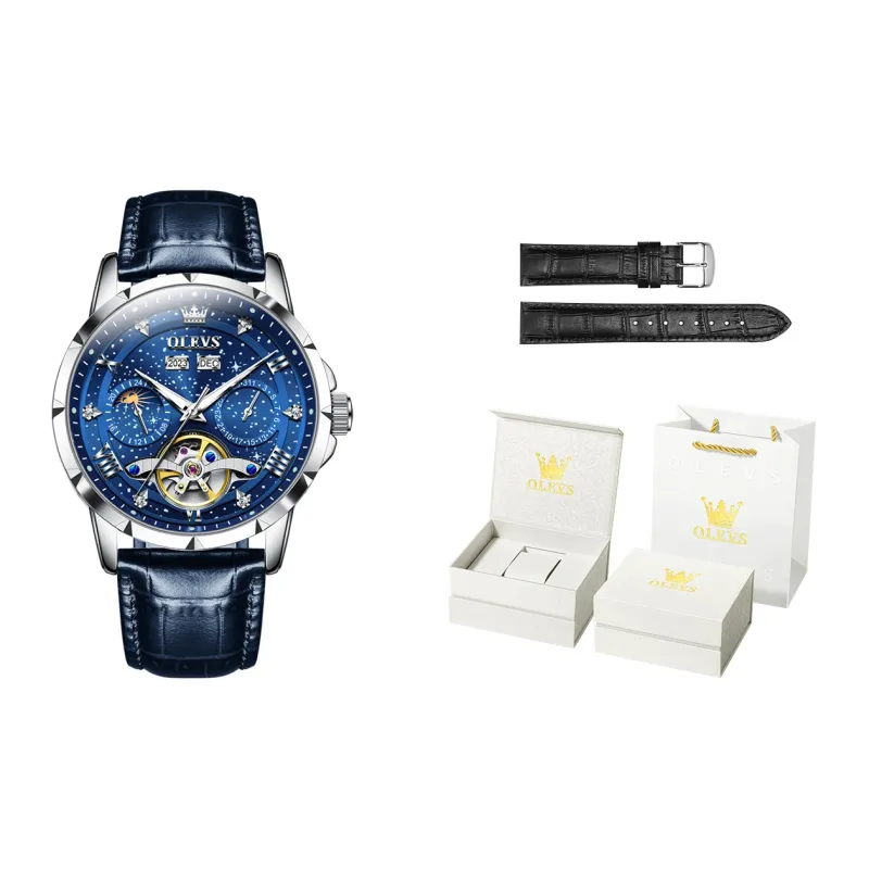 OLEVS Automatic Mechanical Movement Stainless Steel Watchband Watch Men's Watches Black Dial-43