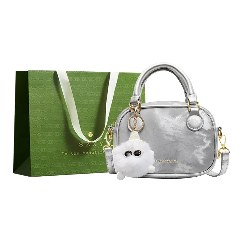 Three Ducklings PU Handbag Shoulder Bag Crossbody Bag Regular Women's Black/Ecru/Silver/Coffee/Pink-7