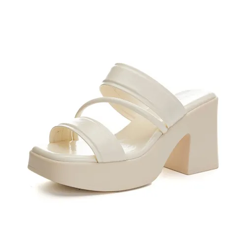 POOQ Slide Slippers Women's Beige/Black