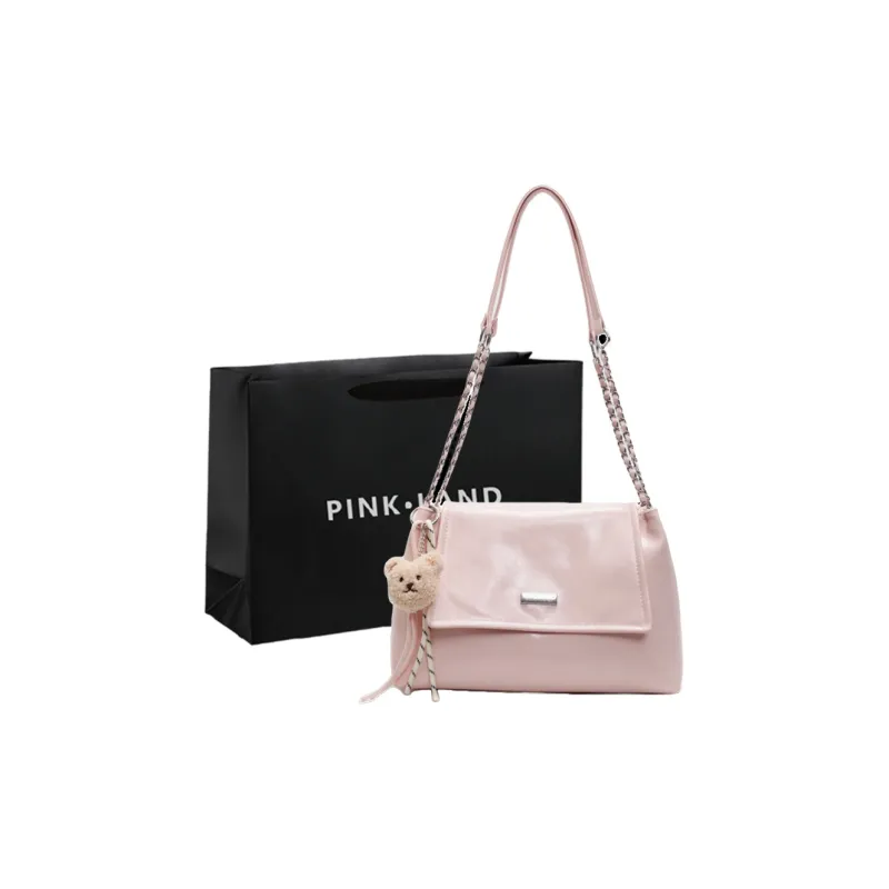 PINK·LAND Pu Shoulder Bag Women's Black/Ecru/Gray/Pink/Khaki-23
