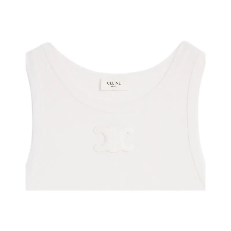 CELINE Triomphe Tank Top In Ribbed Silk Jersey-2