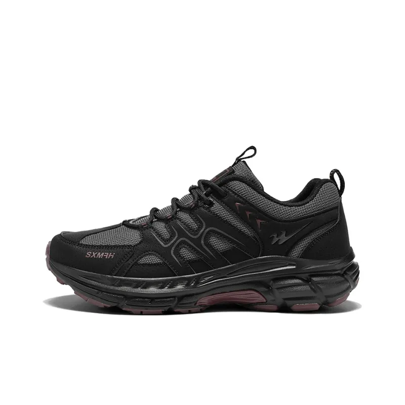 Binary Cushioning, Rebound, Grip, Support, Breathable, Slip Resistant Low Top Hiking Shoes Men's Black Red Brown-0