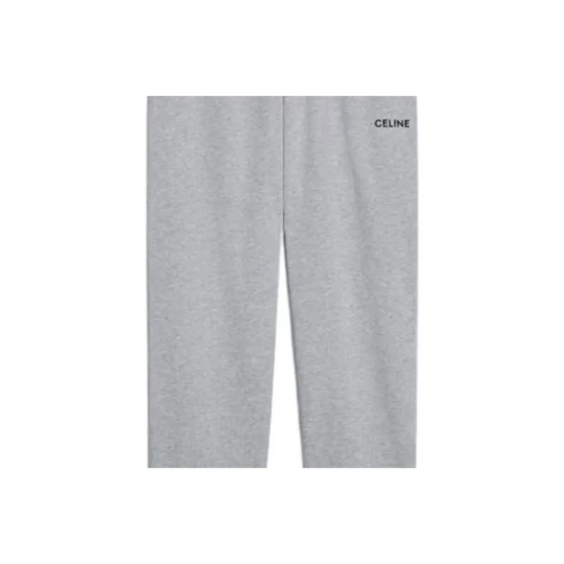CELINE Embroidered Cotton Track Pants Grey/Black-3