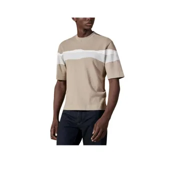 HERMES Multicolor Stripes Embroidered Crew Neck Short-Sleeved T-Shirt Men's Sand Yellow
