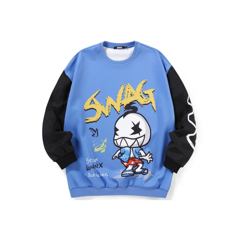 GENANX Crew Neck Loose Fit Regular Sweatshirt Unisex Blue-0
