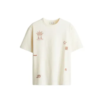 H&M New Year T Shirts Men Cream/Origin