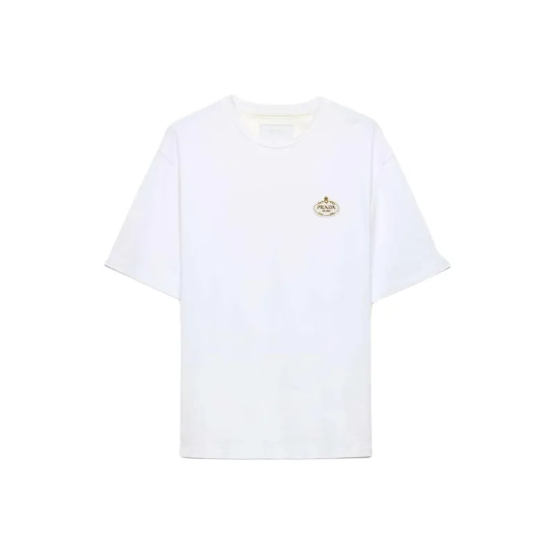 PRADA Logo Embroidered Short Sleeved T Shirt-0