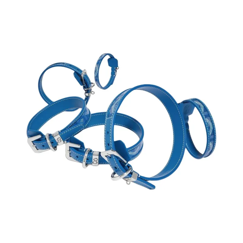 GOYARD Goyardine Canvas With Clamecy Cow Leather Dog Teeth Collar Bag Accessory Unisex Blue-1