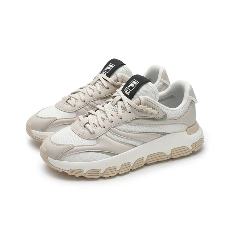 FILA Pioneer Series Anti Slip Wear Resistant Low Top Running Shoes Women's Milk White Brown-2