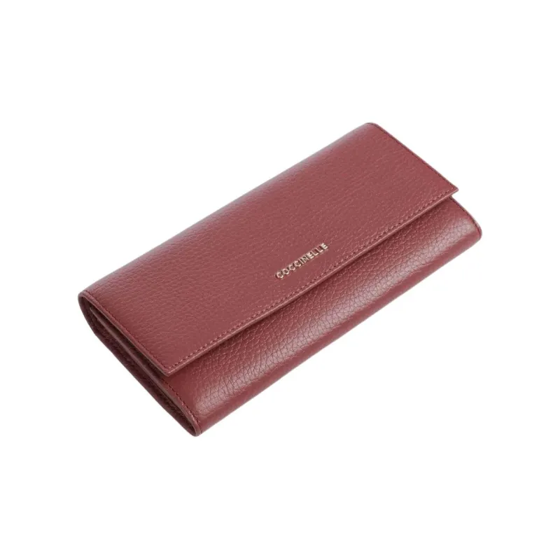 COCCINELLE Grain Leather Wallet Regular Women's Burgundy-1