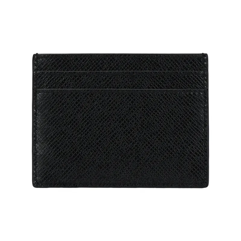 SAINT LAURENT PARIS Coated Bark Texture Leather Card Holder Men's Black-2