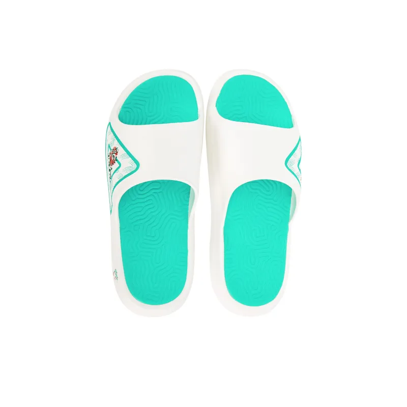 PEAK State Pole Guochuang Slippers Slip Resistant Odor Resistant Abrasion Resistant Slide Slippers Unisex White Green-4