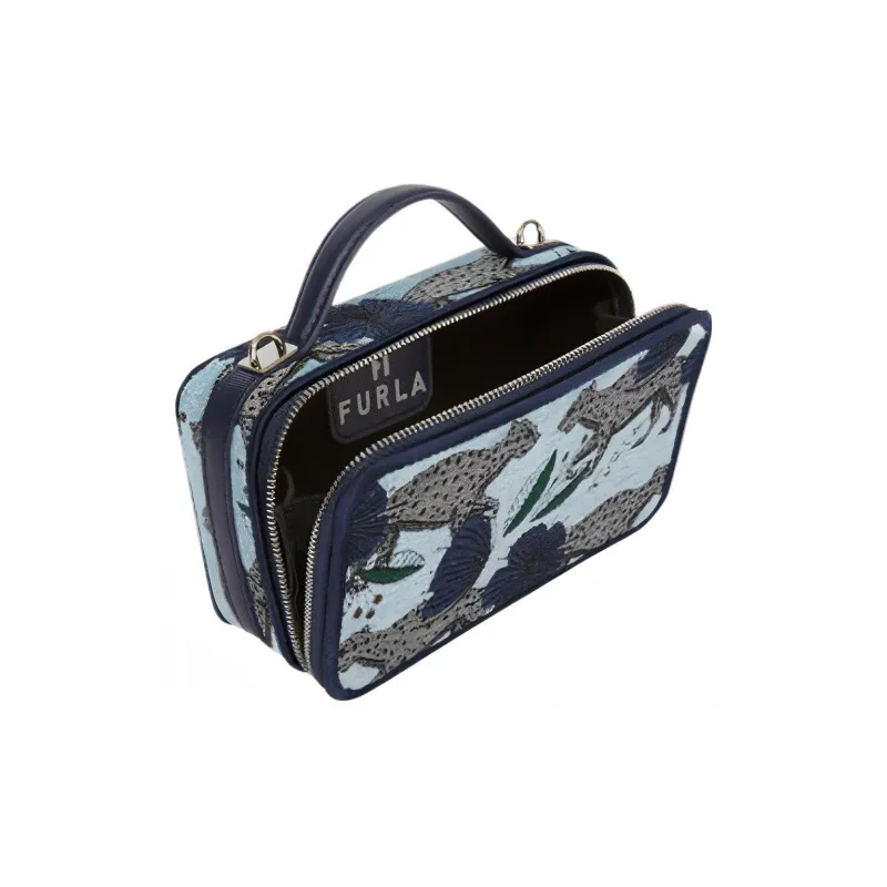 Furla Babylon Leather Camera Bag Handbag Shoulder Bag Crossbody Bag Mini Women's Black & Blue-3