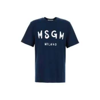 MSGM Logo Printed Crewneck T Shirt