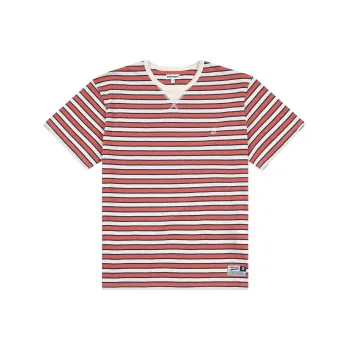 Safarispot ROUX BASE SCHOOL EAT THE PIZZA STRIPE TEE T Shirt Unisex BURGANDY/Burgundy Red