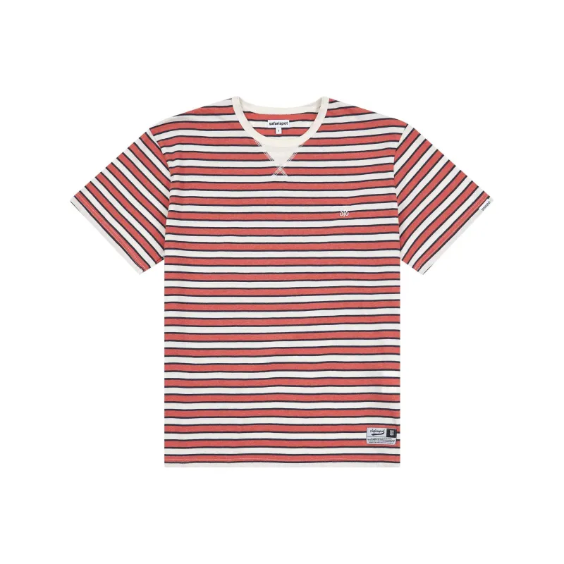 Safarispot ROUX BASE SCHOOL EAT THE PIZZA STRIPE TEE T Shirt Unisex BURGANDY/Burgundy Red-0