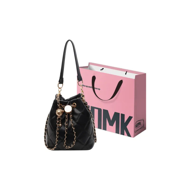 NOMK PU Bucket Bag, Underarm Bag, Shoulder Bag, Handbag Regular Women's Black/Ecru-16
