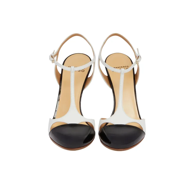 FRANCESCO RUSSO R1P926 Slim Heel High Heels 11cm Women's Black White-4
