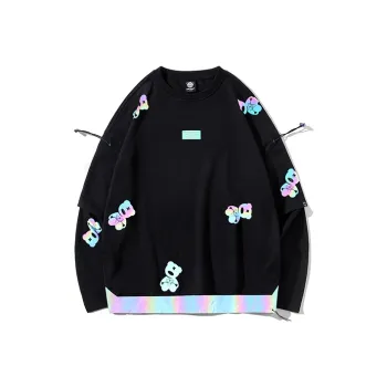 LAMLICKA Crew Neck Loose Fit Regular Sweatshirt Unisex Black