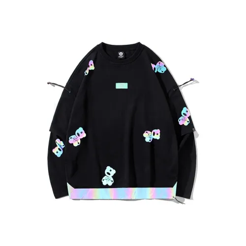 LAMLICKA Crew Neck Loose Fit Regular Sweatshirt Unisex Black