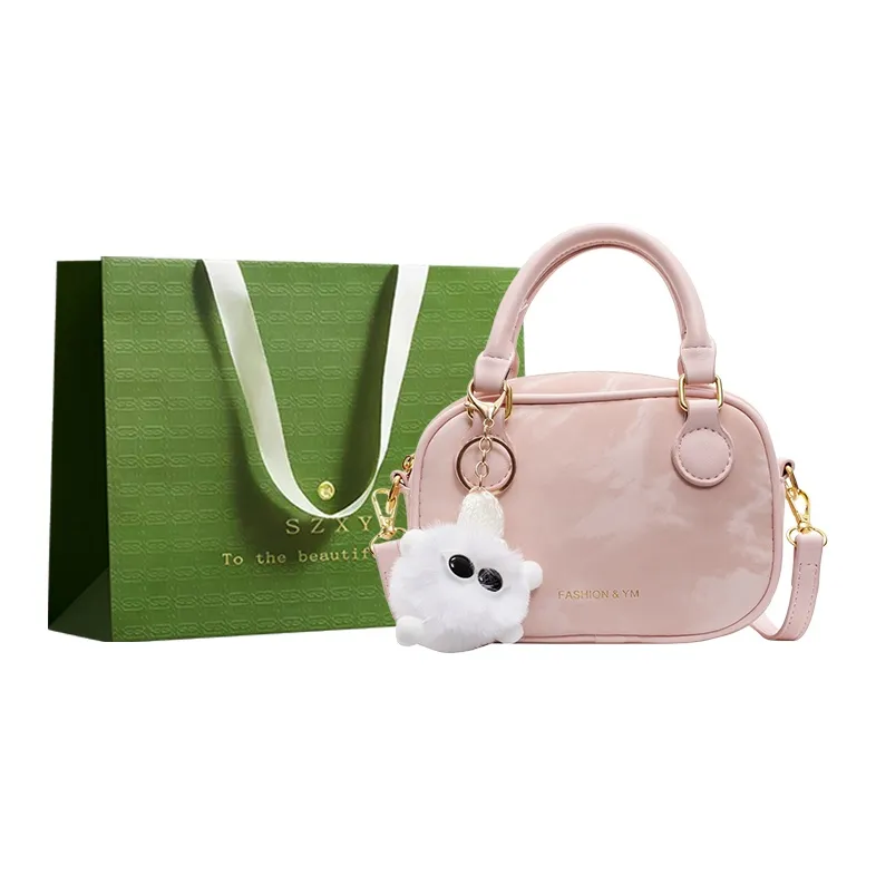 Three Ducklings PU Handbag Shoulder Bag Crossbody Bag Regular Women's Black/Ecru/Silver/Coffee/Pink-14