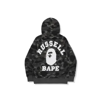 A BATHING APE X Russell Color Camo College Pullover Hoodie
